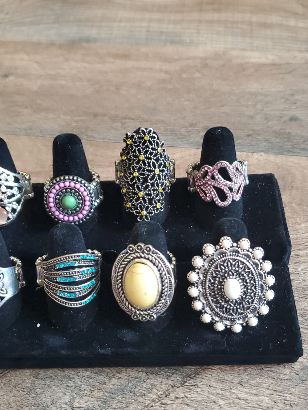 Assorted Women's Fashion Rings Set - Multi-Color Statement Rings - Picture 3 of 4